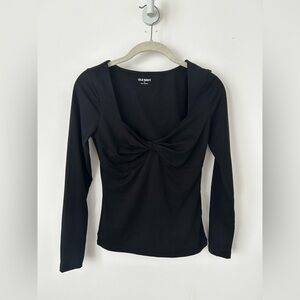 Old Navy Twist-Front Black Long Sleeve Tee